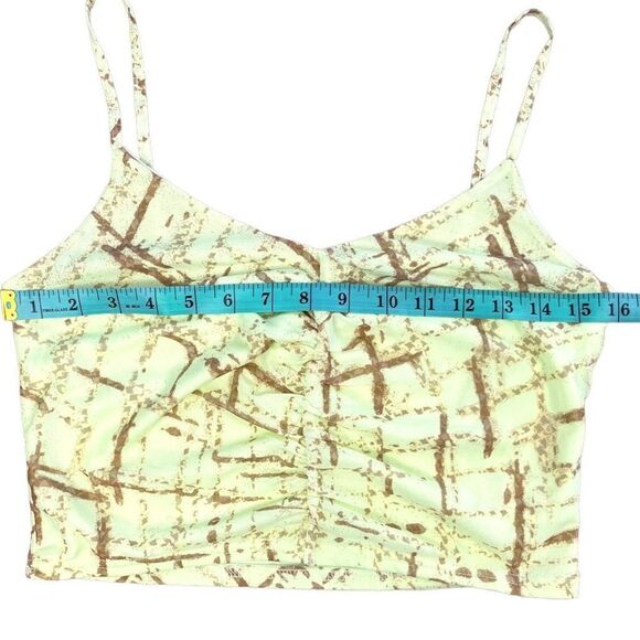 Bp Nordstrom Women's Yellow And Brown Abstract Ruched Crop Cami Size Medium NWT - Picture 6 of 9